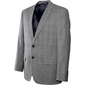Brooks Brothers 346 Milano Fit Grey Glen Plaid Wool Blazer Sport Coat Mens 44R